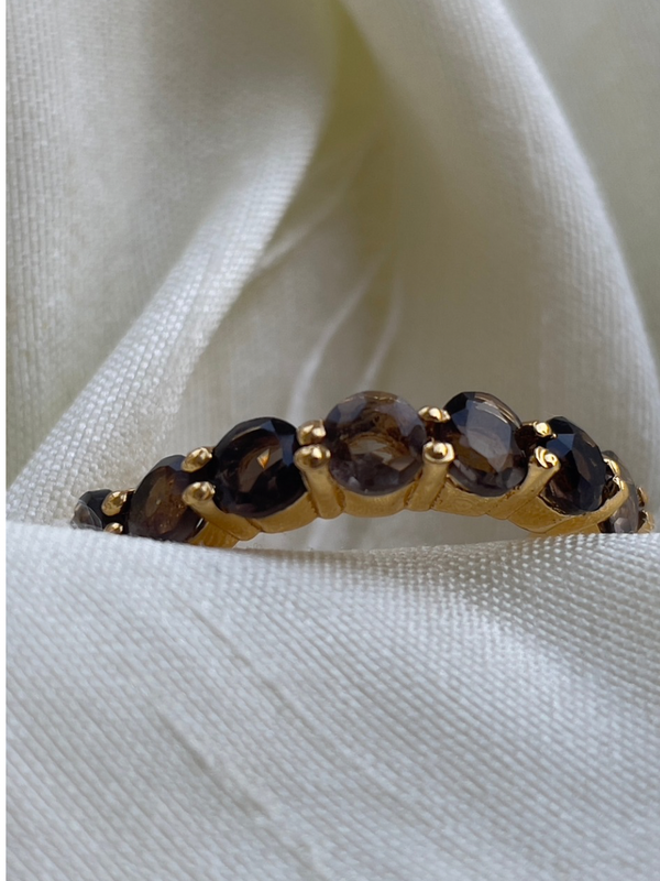  crystal Smoky quartz ring |18ct gold plating | crystal jewellery 