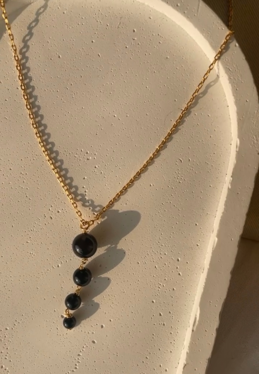 Black onyx caterpillar Necklace