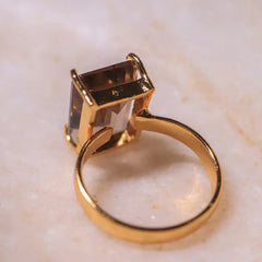  crystal Smoky quartz ring |18ct gold plating | crystal jewellery 
