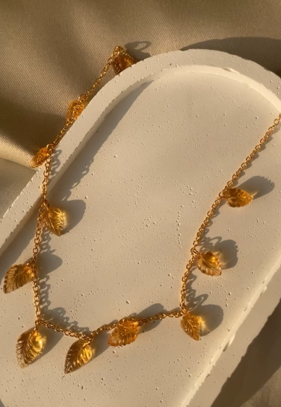 Citrine leaf Necklace