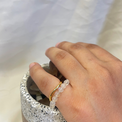 Moonstone bead ring, healing stone