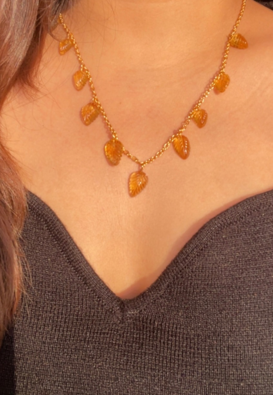 Citrine leaf Necklace