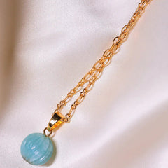 Amazonite melon crytal pendant in 18 ct old plated 