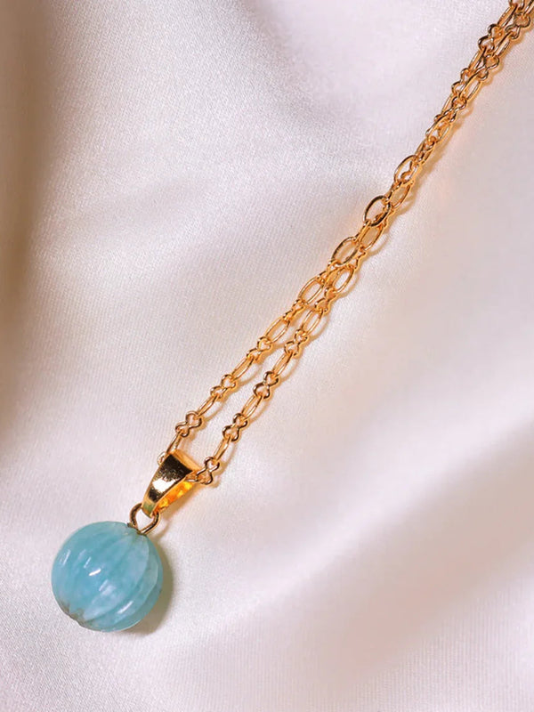 Amazonite melon crytal pendant in 18 ct old plated 