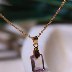 Ametrine Box pendant Crystal  for jewellery in 18ct gold plated on Brass and Sterling silver .This stone helps to Manifest luck and money altogether