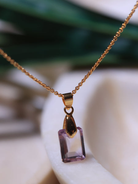 Ametrine Box pendant Crystal  for jewellery in 18ct gold plated on Brass and Sterling silver .This stone helps to Manifest luck and money altogether