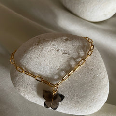 smoky Quartz bracelet,sterling silver/brass 18k gold plated-stone for  negativity and promote clarity