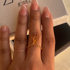 Leaf - Citrine adjustable Ring | dainty ring