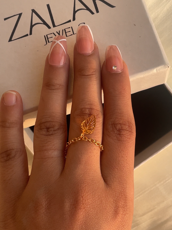 Leaf - Citrine adjustable Ring | dainty ring