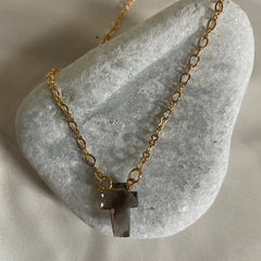 Crystal smoky quartz pendant | 18ct gold plating |crystal jewelry 