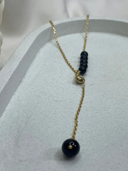 Black onyx pendant with 18ct gold plated on BRASS AND STERLING SILVER ,PROTECT FROM NEGATIVE ENERGY AROUND YOU
