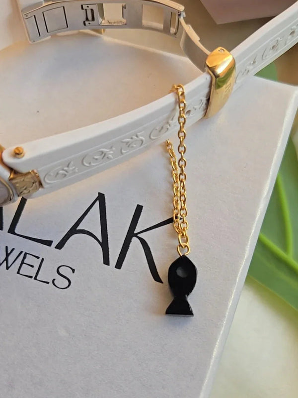 Black onyx crystal jewelry watch charm 