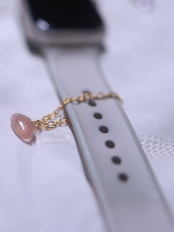 Cloud peach moonstone charm