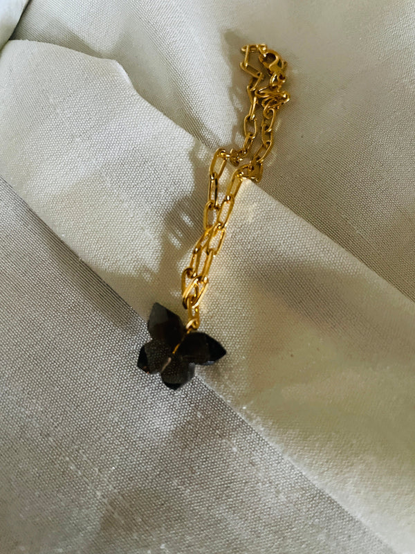 smoky Quartz bracelet,sterling silver/brass 18k gold plated-stone for  negativity and promote clarity