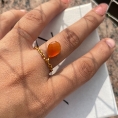 Leaf chain  adjustable Carnelian Ring | stone of confidence 