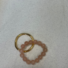 carnelian bead ring ,sterling silver ,brass 18ct plating for courage and confidence