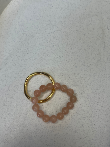 carnelian bead ring ,sterling silver ,brass 18ct plating for courage and confidence