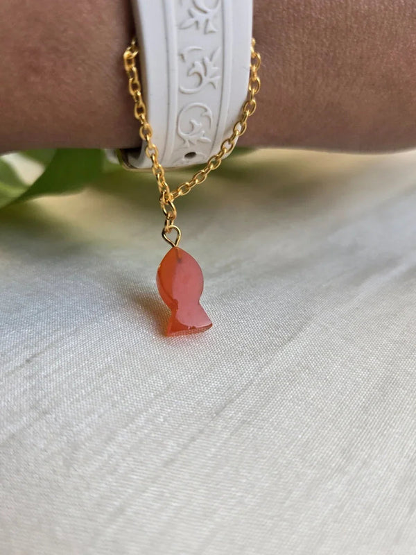 Carnelian crystal fish watch charm /18ct gold plated /sterling silver / brass/ crystal jewelry crystal stone 