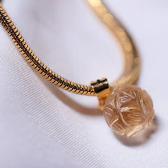 Citrine_carving_stone_pendant in 18 ct gold plated .Crystal jewelry  for woman 