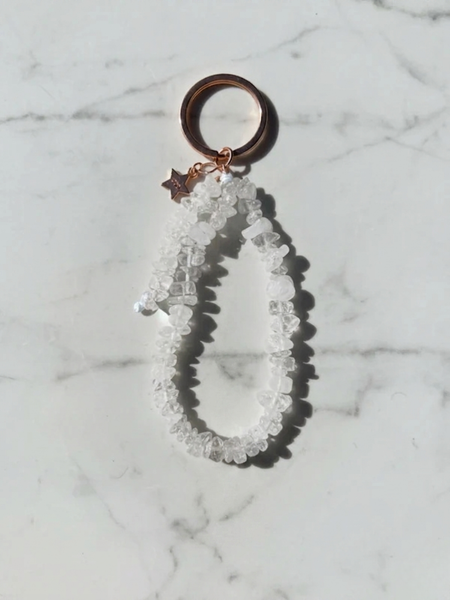 Clear quartz Star key Ring