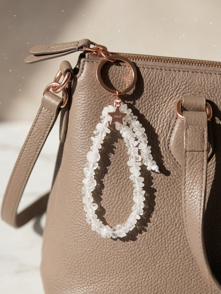 Clear quartz Star key Ring