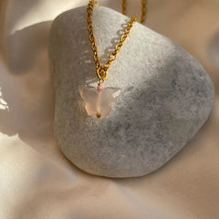 Rose quartz Butterfly pendant