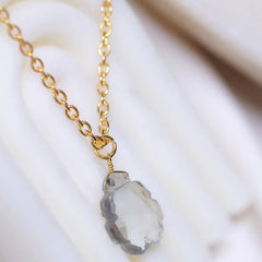 Green Amethyst Crystal Pendant in 18k gold plated on Brass and Sterling silver 