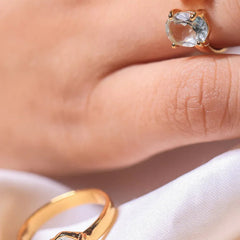 Green amethyst crystal ring in 18ct gold plated ,crystal jewelry ,crystal stone