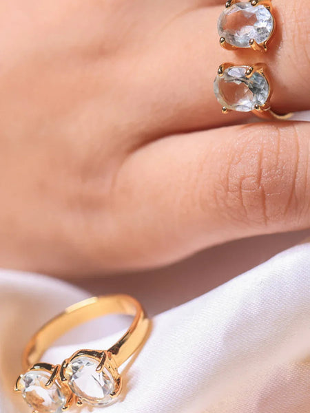 Green amethyst crystal ring in 18ct gold plated ,crystal jewelry ,crystal stone