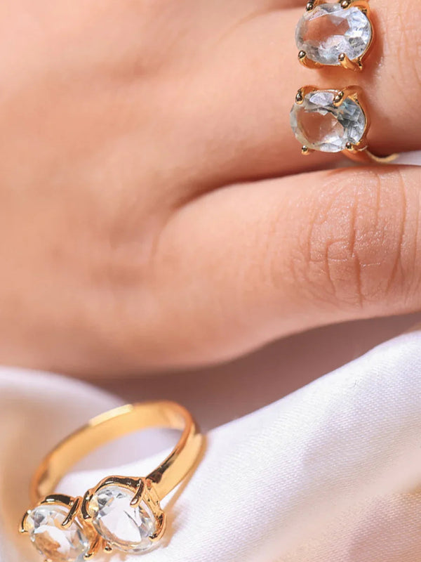 Green amethyst crystal ring in 18ct gold plated ,crystal jewelry ,crystal stone