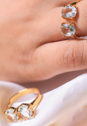 Green amethyst crystal ring in 18ct gold plated ,crystal jewelry ,crystal stone