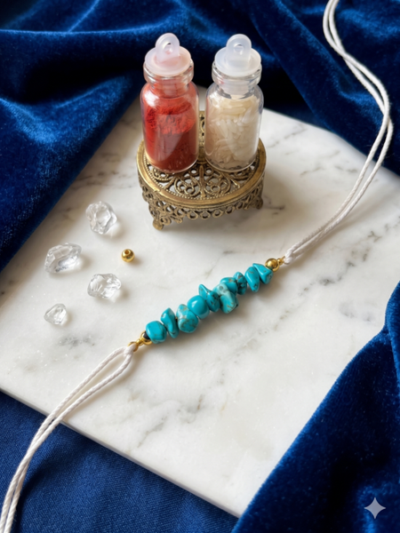 Good Fortune & Guidance Turquoise Chips Rakhi