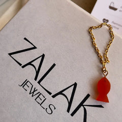 Carnelian Stone Fish Watch Charm