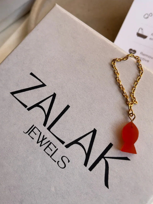 Carnelian Stone Fish Watch Charm