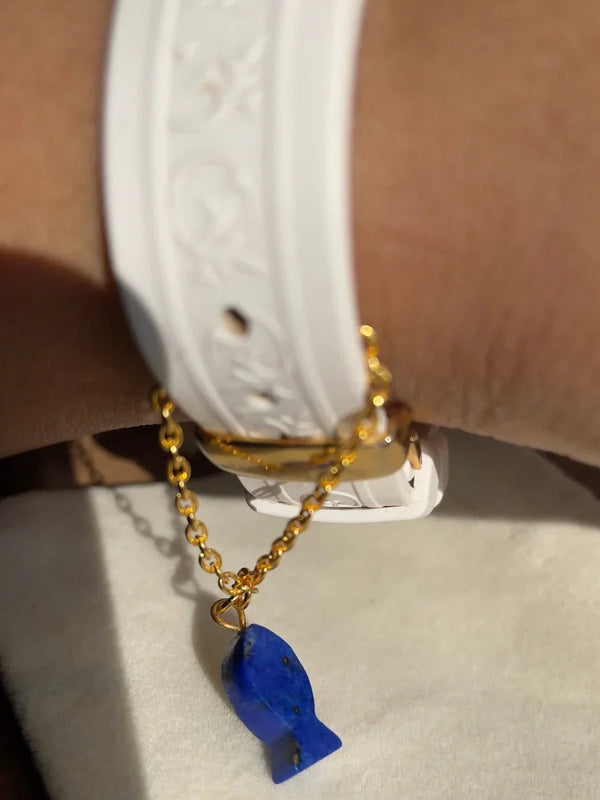 Lapis lazuli Fish stone watch charm