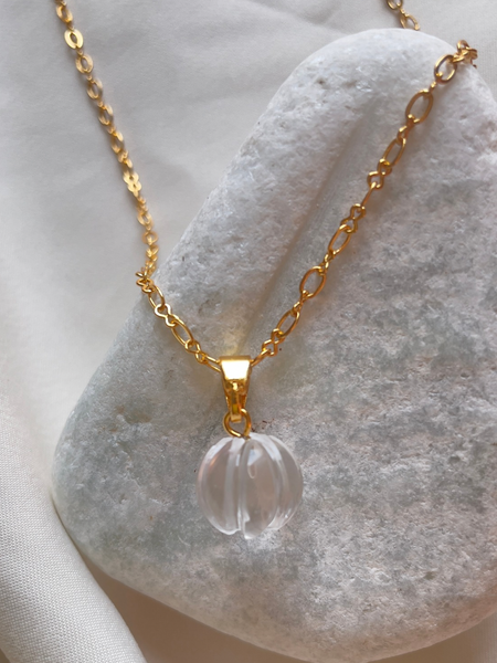 CLEAR QUARTZ PENDANT IN 18CT GOLD PLATED ON BRASS AND STERLING SILVER .CRYSTAL JEWELRY FOR YOUR MANIFESTATION