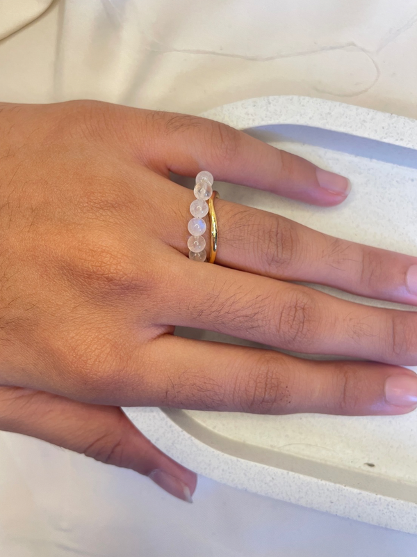 Moonstone bead ring, healing stone