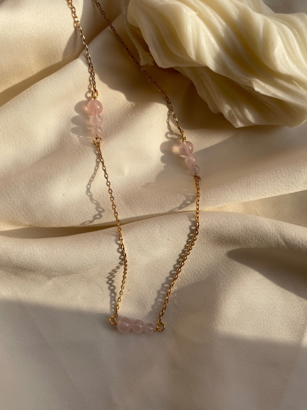 rose quartz jewelry | healing stone | chokar chain