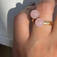 Rose quartz crsytal ring  with 18ct gold plated  in Brass and Sterling Silver .crystal jewelry ,crystal ring ,gemstone, semiprecious