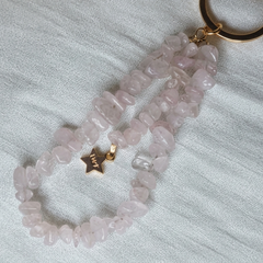 Rose quartz star key Ring