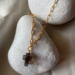 Smoky quartz cross  charm bracelet help to keep relieves anxiety