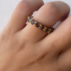 Tennis smoky quartz ring | crystal Ring
