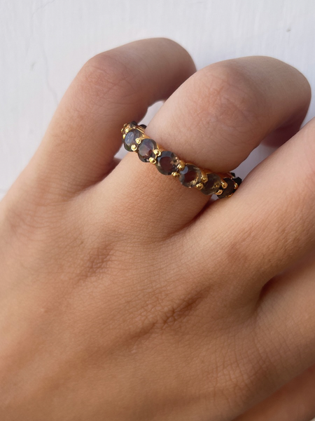 Tennis smoky quartz ring | crystal Ring