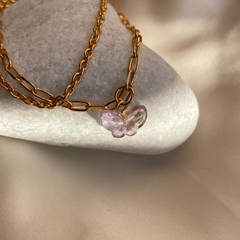 tanzanite charm double layered 18ct gold plated bracelet - helps in calming energy and reduce stress