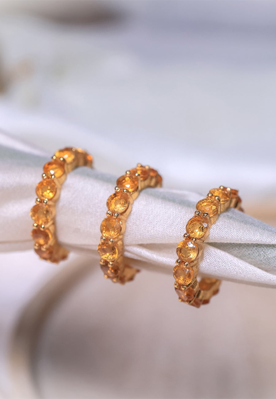 Tennis Citrine  Crystal Ring in 18ct gold plated on BRASS AND STERLING SILVER for every woman