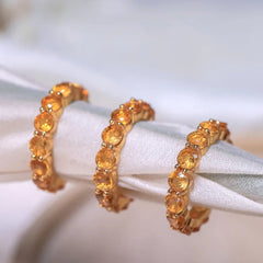 Tennis Citrine  Crystal Ring in 18ct gold plated on BRASS AND STERLING SILVER for every woman