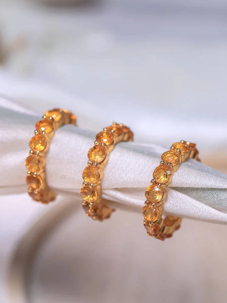 Tennis Citrine  Crystal Ring in 18ct gold plated on BRASS AND STERLING SILVER for every woman