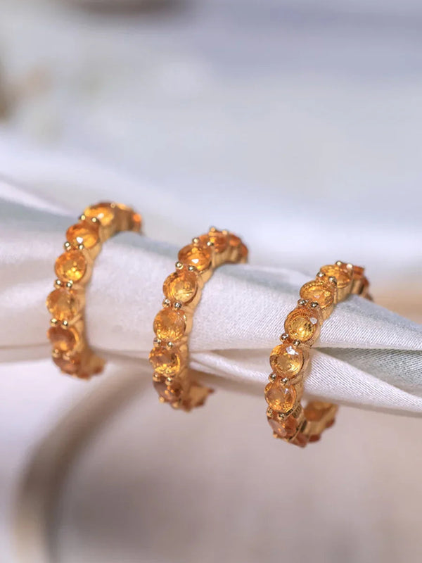 Tennis Citrine  Crystal Ring in 18ct gold plated on BRASS AND STERLING SILVER for every woman