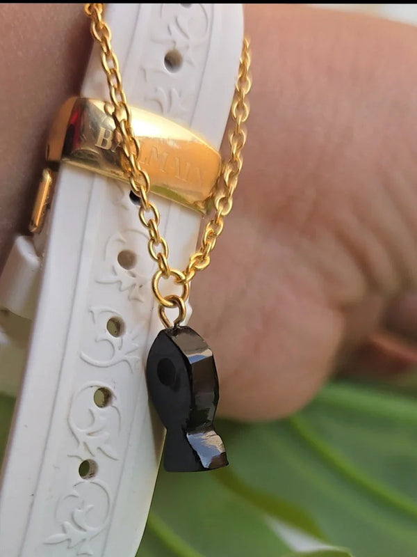 Black onyx watch charm