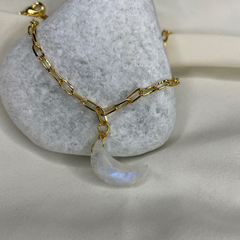 Crescent Rainbow  Moonstone  Bracelet